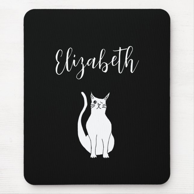 Niedlicher Cat Cartoon Hand Drawing Winking Kitty  Mousepad (Vorne)