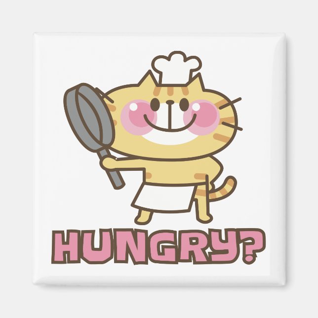 Niedlicher Cat Cartoon Koch Pink Funny Kids Party Magnet (Vorne)