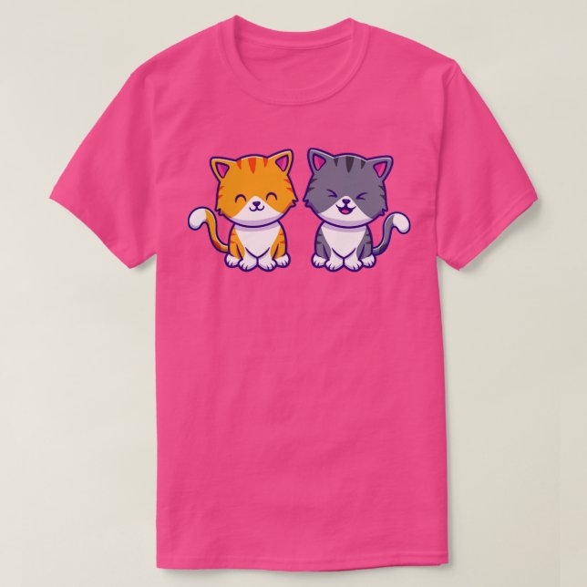 Niedlicher Cat Couple Friend T-Shirt (Design vorne)