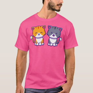 Niedlicher Cat Couple Friend T-Shirt