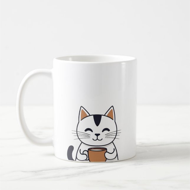 Niedlicher Cat Drink Kaffee Kaffeetasse (Links)