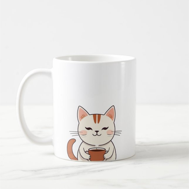 Niedlicher Cat Drink Kaffeekocher Tasse (Links)