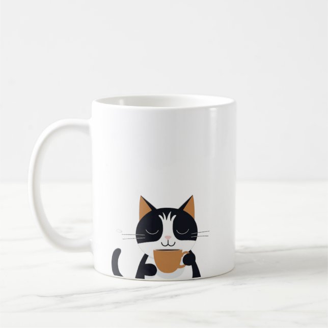 Niedlicher Cat Drink Kaffeekocher Tasse (Links)