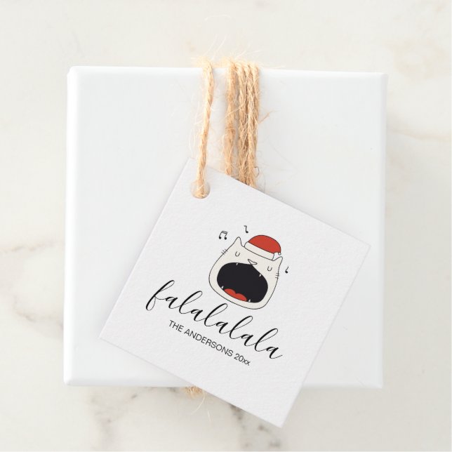 Niedlicher Cat Fa La La La La La Holiday Geschenkanhänger (Beispiel)