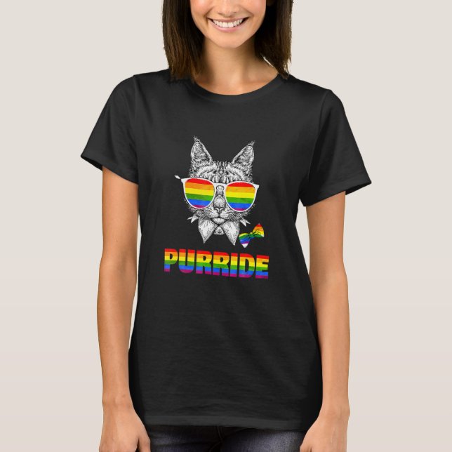 Niedlicher Cat Gay Pride Ee Rainbow Sunglasses Lgb T-Shirt (Vorderseite)