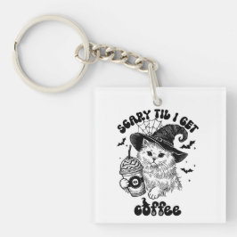 Niedlicher Cat Halloween-Kaffee Schlüsselanhänger