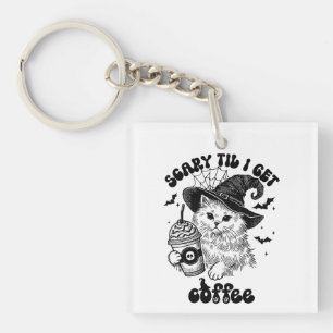 Niedlicher Cat Halloween-Kaffee Schlüsselanhänger