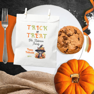 Niedlicher Cat Hexenhut-Foto-Trick oder Treat Hall Geschenktütchen