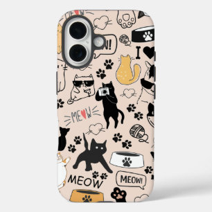 Niedlicher Cat Lovers Musterbeispiel iPhone 16 Hülle