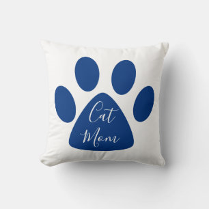 Niedlicher Cat Mama Navy Pawprint Kissen