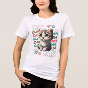 Niedlicher Cat Mama T - Shirt mit Adorable Kitten