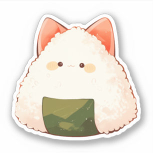 Niedlicher Cat Onigiri Aufkleber