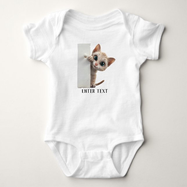 Niedlicher Cat Peeking Baby Bodysuit mit benutzerd Baby Strampler (Vorderseite)