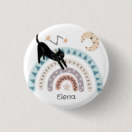 Niedlicher Cat Rainbow Unicorn Individuelle Name Button
