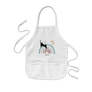 Niedlicher Cat Rainbow Unicorn Individuelle Name Kinderschürze