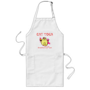 Niedlicher Cat Yoga - "atmen, reinigen" Lange Schürze