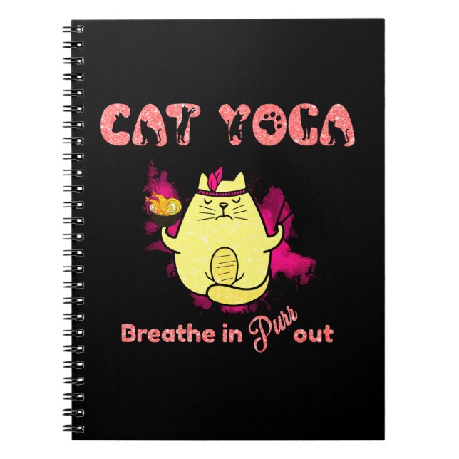 Niedlicher Cat Yoga - "atmen, reinigen" Notizblock (Vorderseite)
