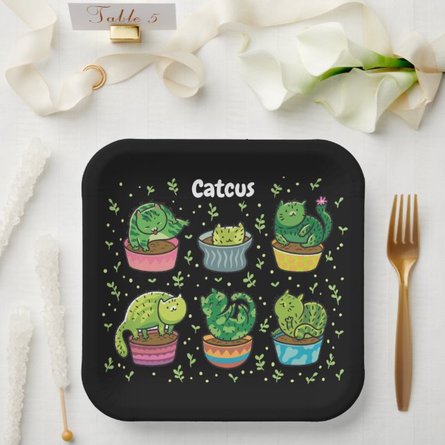 Niedlicher Catcus Pappteller (Hochzeit)