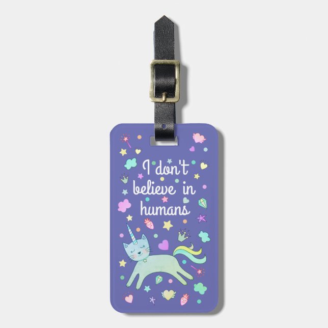Niedlicher Caticorn| Ich glaube nicht| Zeitwinkel Gepäckanhänger (Vorderseite vertikal)