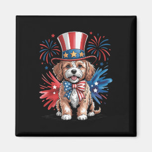 Niedlicher Cavapoo Dog Patriotic Hat Independence Magnet
