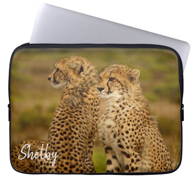 Niedlicher Cheetahs Notebook-Ärmel Laptopschutzhülle (Vorderseite)