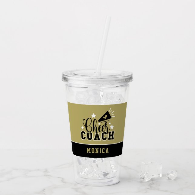 Niedlicher Cheftrainer Personalisiert Gold & Black Acryltrinkbecher (Rückseite Ice)
