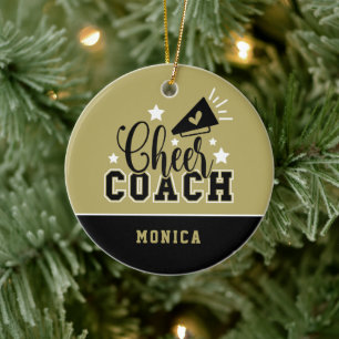 Niedlicher Cheftrainer Personalisiert Gold und Bla Keramik Ornament
