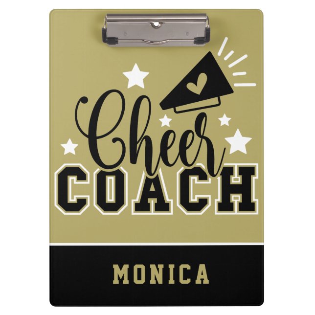 Niedlicher Cheftrainer Personalisiert Gold und Bla Klemmbrett (Vorderseite)