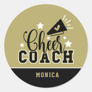 Niedlicher Cheftrainer Personalisiert Gold und Bla Runder Aufkleber