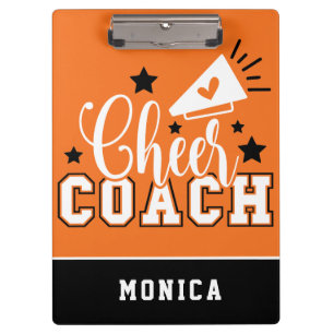 Niedlicher Cheftrainer Personalisiert Orange und B Klemmbrett