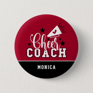 Niedlicher Cheftrainer Personalisiert Red & Black Button