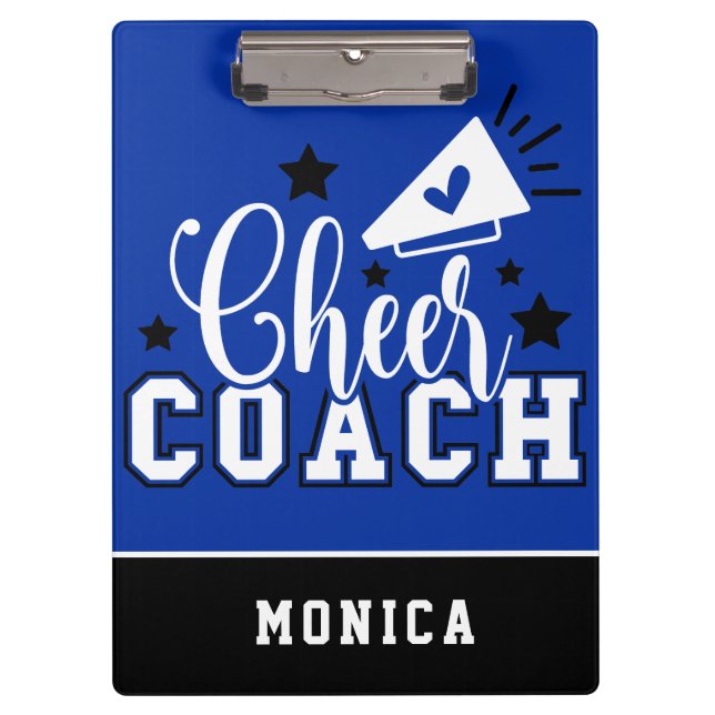 Niedlicher Cheftrainer Personalisiert Royal Blue u Klemmbrett (Vorderseite)