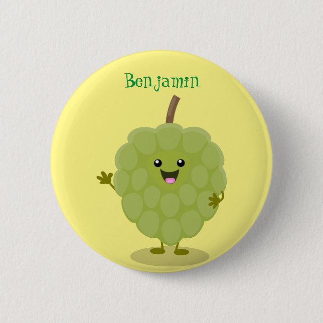 Niedlicher Cherimoya-Cartoon Button (Vorderseite)