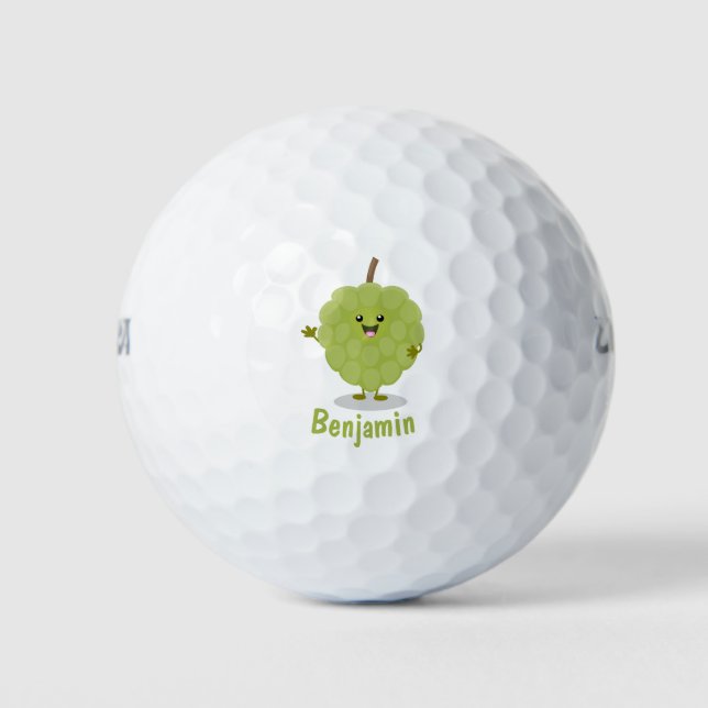 Niedlicher Cherimoya-Cartoon Golfball (Vorderseite)
