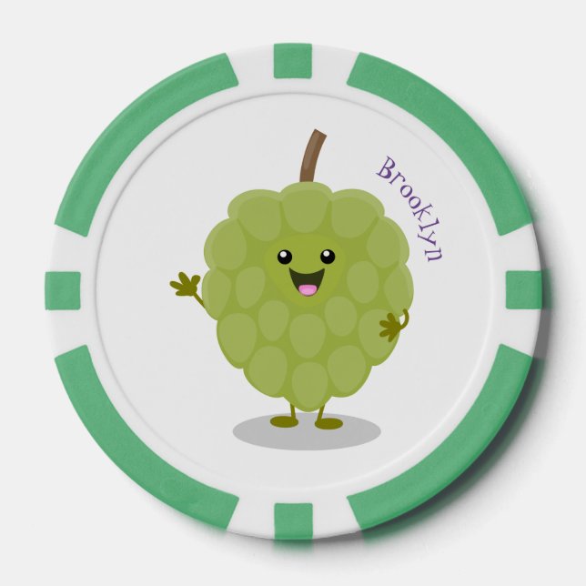 Niedlicher Cherimoya-Cartoon Pokerchips (Vorderseite)