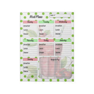 "Niedlicher Cherry Weekly Meal Planner" Notizblock