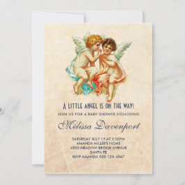 Niedlicher Cherub Ephemera auf Imitate Parchment B Einladung