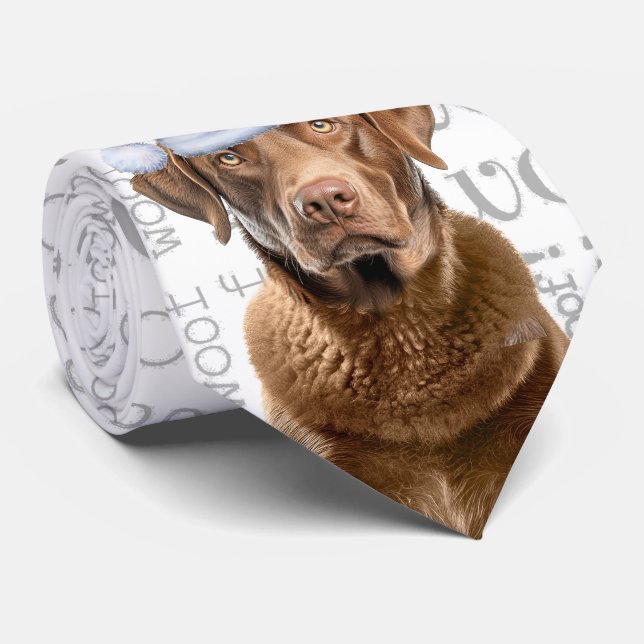 Niedlicher Chesapeake Weihnachtshund Lover Holiday Krawatte (Gerollt)