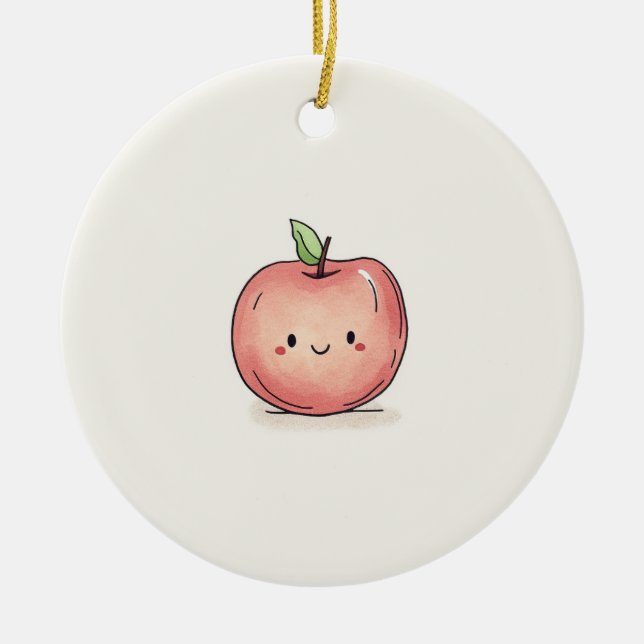 Niedlicher Chibi-Apple Keramik Ornament (Vorne)