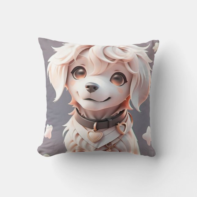 Niedlicher Chibi Golden Retriever Welppy Kissen (Vorderseite)
