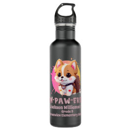 Niedlicher Chibi Kawaii Corgi Jahr der Namensschul Edelstahlflasche