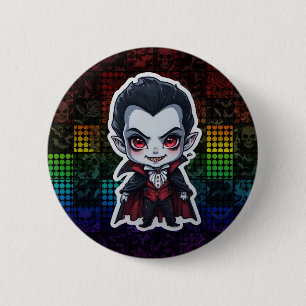 Niedlicher Chibi Vampire Halloween-Zeichenaufklebe Button