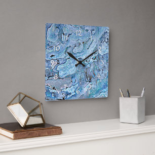 Niedlicher Chic-lila blaues Quadratische Wanduhr