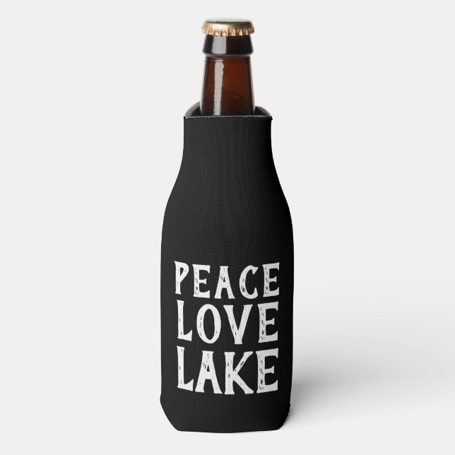 niedlicher Chic und Spaß PEACE - LIEBE - LAKE | Flaschenkühler (Flaschenvorderseite)