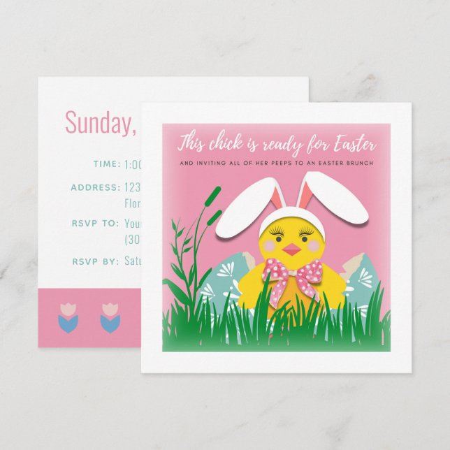 Niedlicher Chick-Einladung für den Osterbrunch Einladung (Vorne/Hinten)