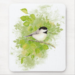 Niedlicher Chickadee Bird in Poplar Tree Mousepad