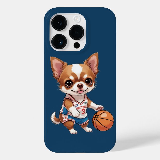 Niedlicher Chihuahua Basketballsport Case-Mate iPhone 14 Pro Hülle (Rückseite)