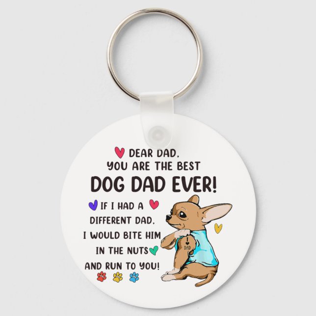 Niedlicher Chihuahua Bester Hund-Vater je Schlüsselanhänger (Vorderseite)