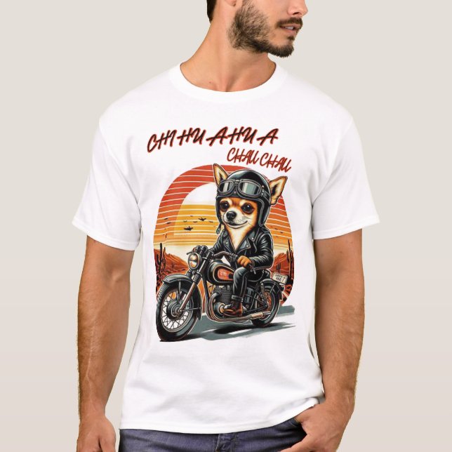 niedlicher Chihuahua-Bikermädchenliebhaber T-Shirt (Vorderseite)