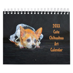 Niedlicher Chihuahua Dog Art Design 2024 Monatlich Kalender